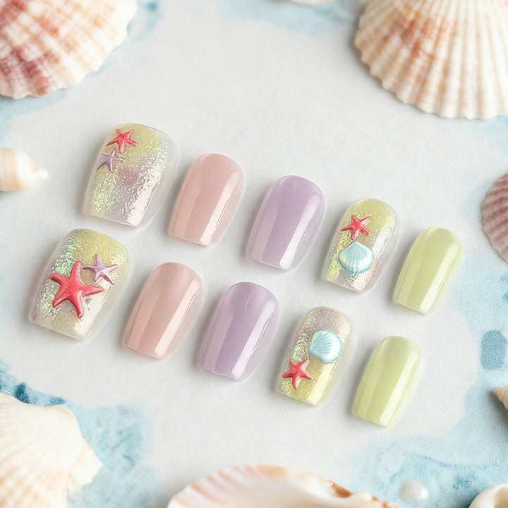 Artistic Beach-Inspired Press-On Nails Kalsten