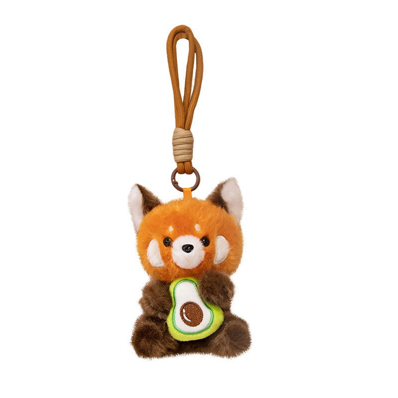 Plush Calico Cat Strawberry Mini Bag Charm Keychain with Soft Rope Loop & Metal Clip Kalsten