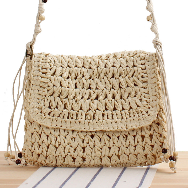 Braided Natural Material Handbag with Playful Fringes Kalsten