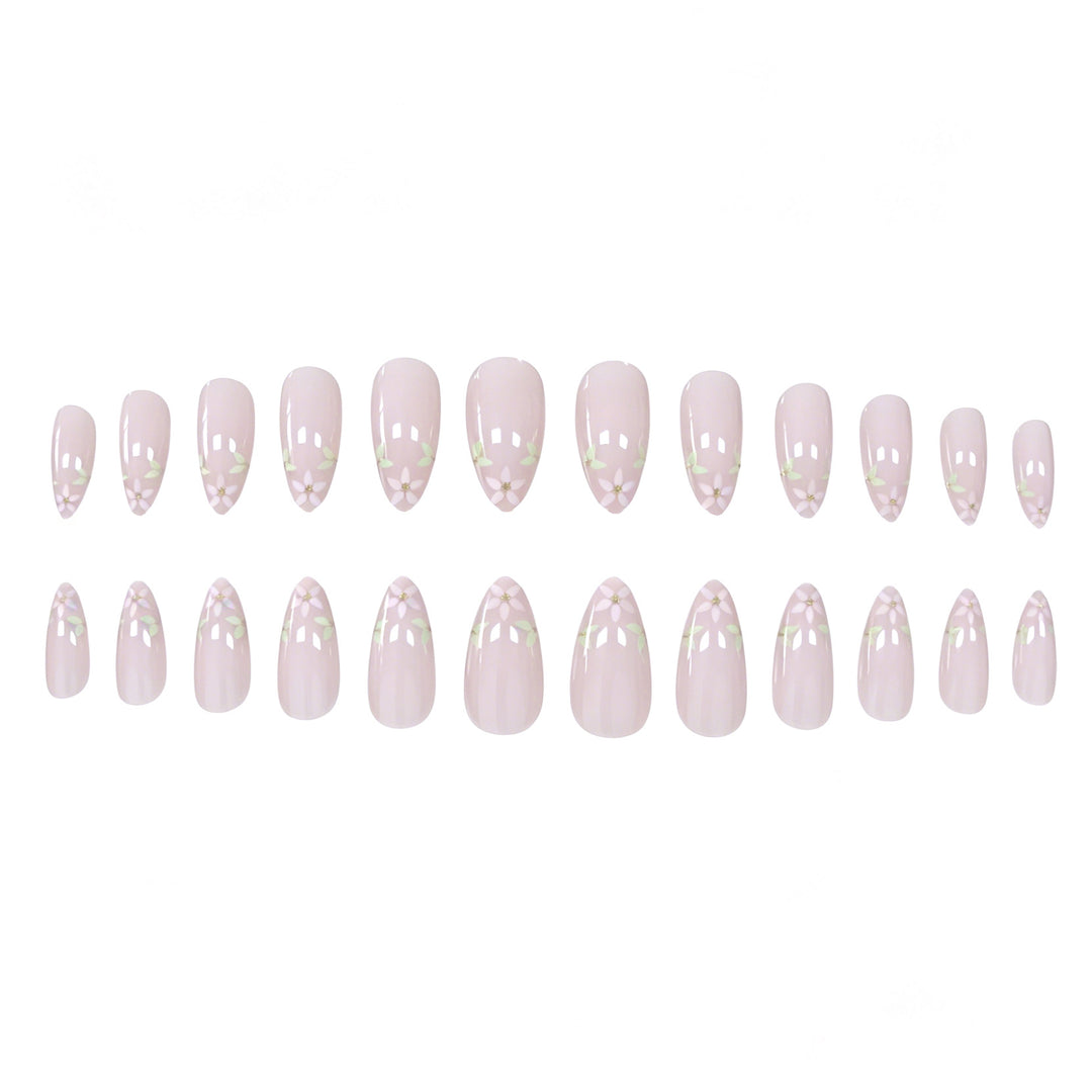 Elegant Floral French Tip Nail Art Extensions Kalsten