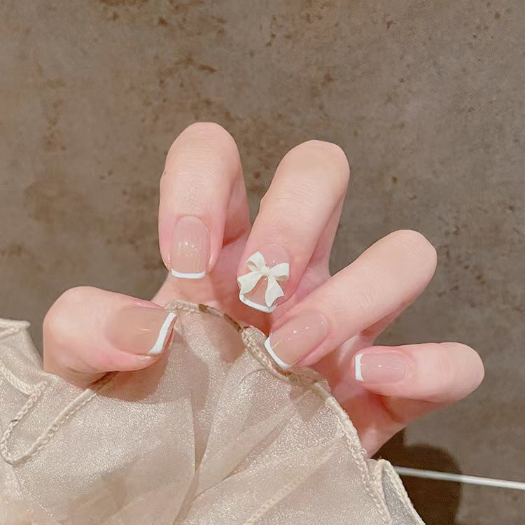 Decorative Bow-Embellished Press-On Nail Tips