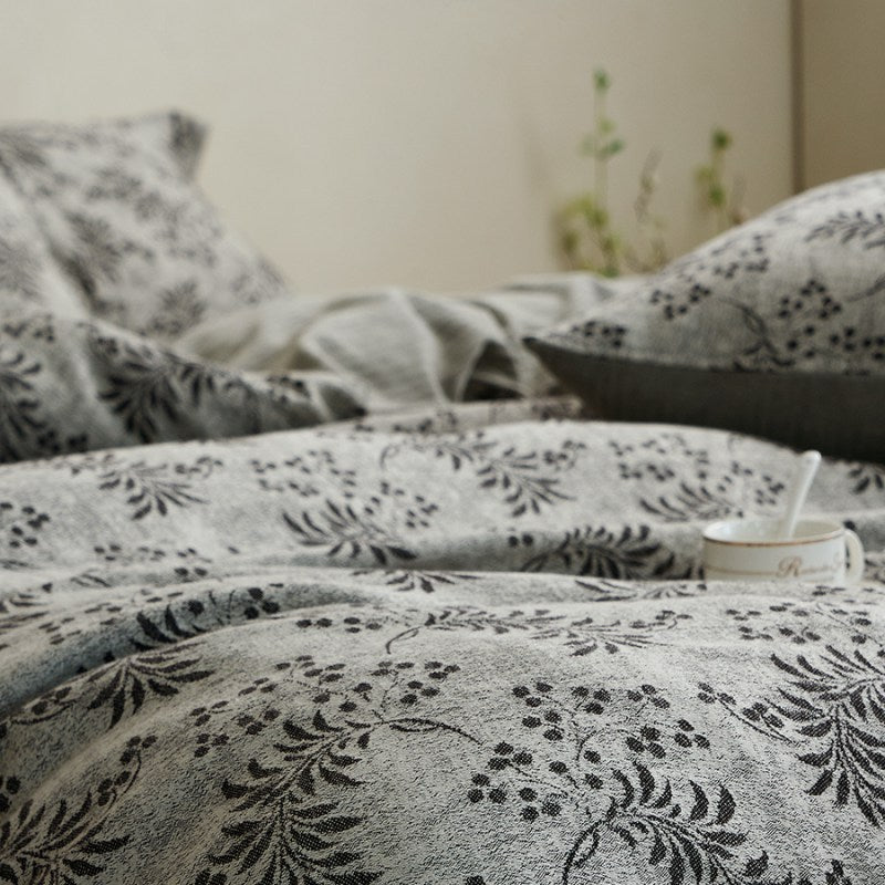 Bedding set made of cotton-linen with floral vintage print