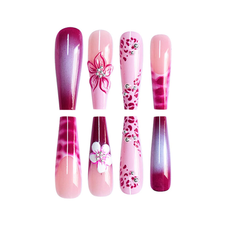 Artistic Floral and Gemstone Press-On Nails Kalsten