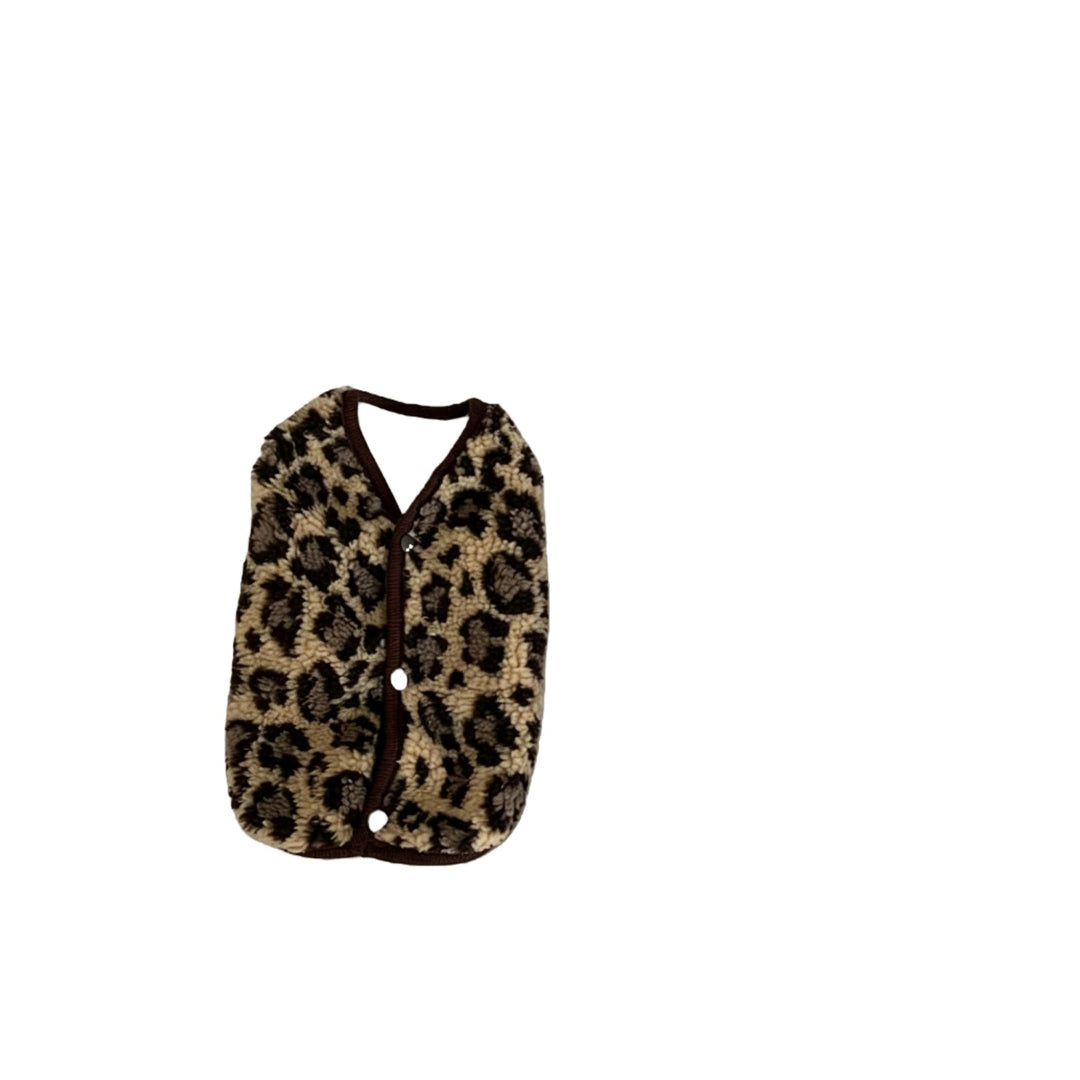 Sherpa Fleece Leopard Print Snap-Front Cozy Vest