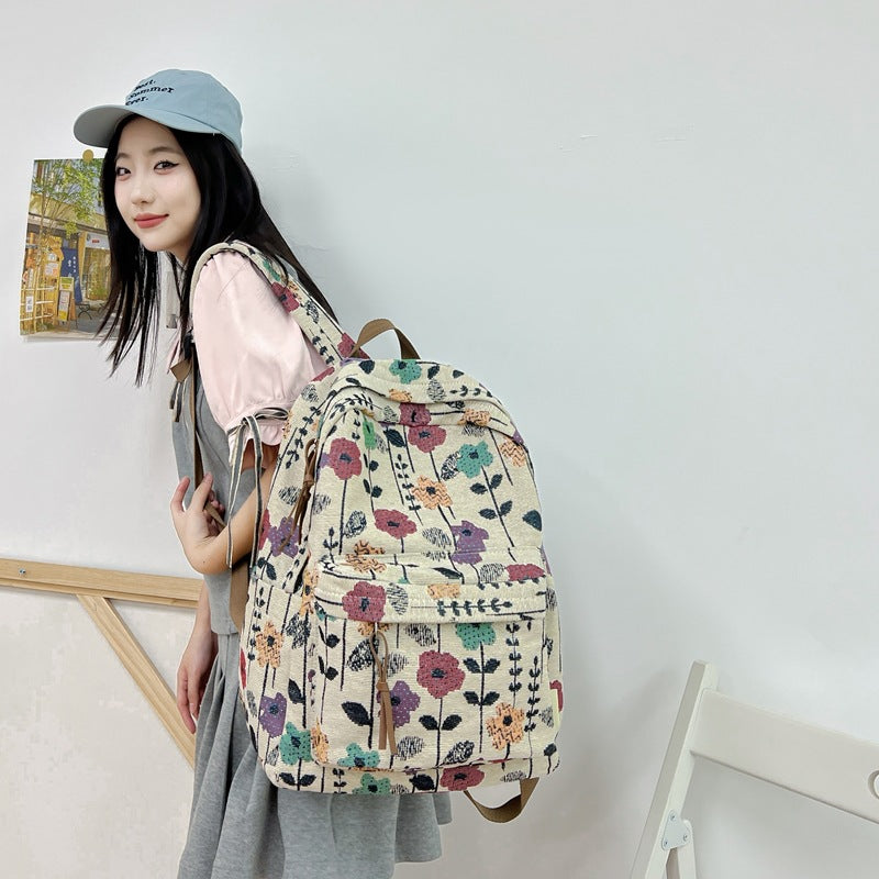 Floral Patterned Canvas Backpack Kalsten