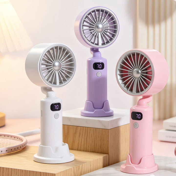 Electric Hand Fan with Digital Speed Display and Adjustable Tilt Angle Kalsten