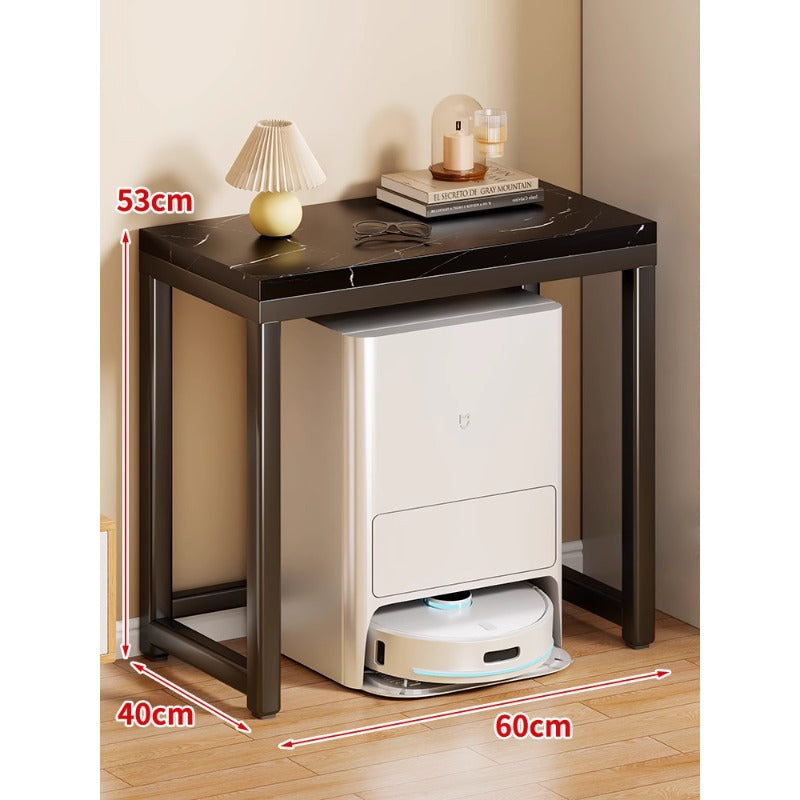 Marble Top Gold Metal Console Stand for Robot Vacuum Dock and Entryway Organizer