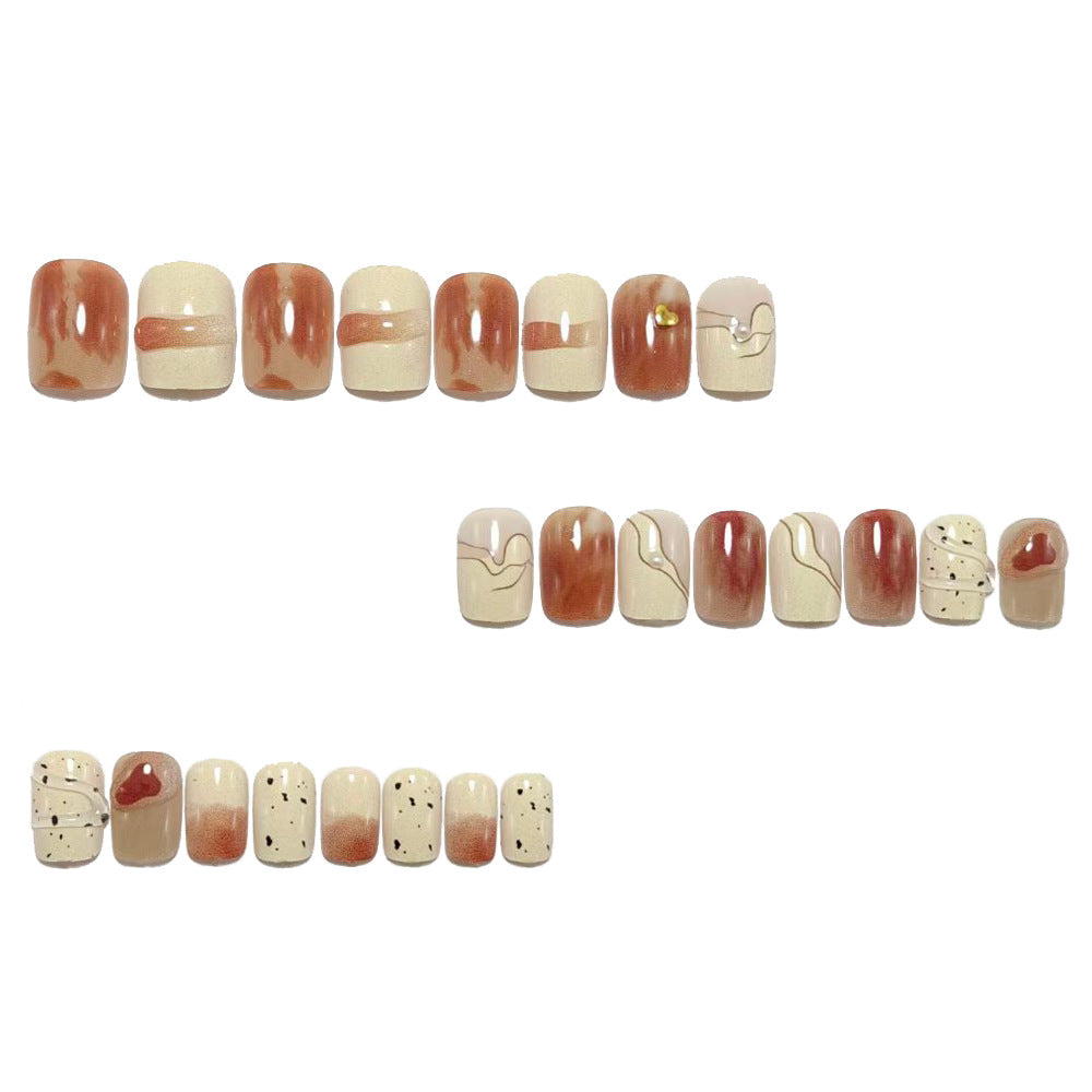 Artificial Nail Set with Marbled Design and Glitter Effects Kalsten