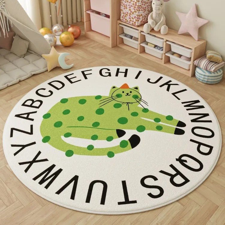Playful Cat-Themed Round Area Rug