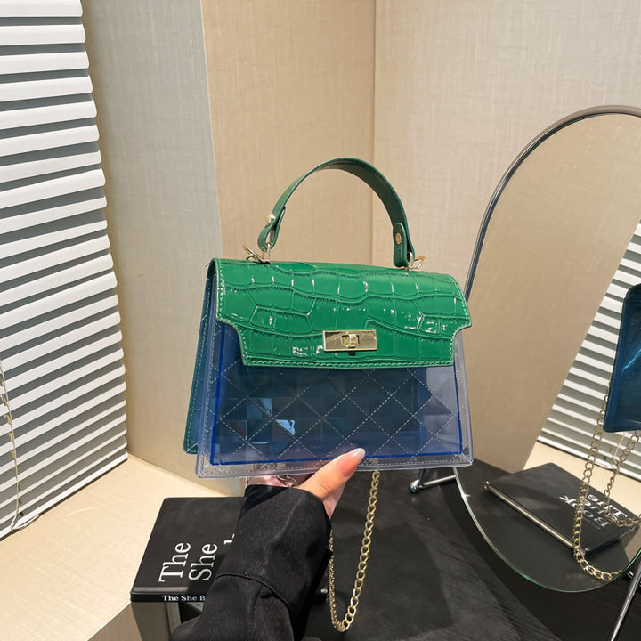 Glossy Crocodile Patterned Handbag