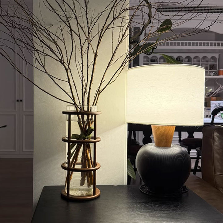Decorative Glass and Wood Centerpiece