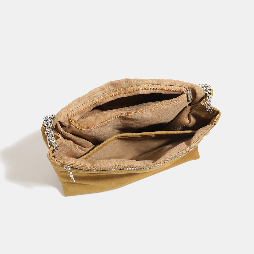 Chic Slouchy Shoulder Bag with Chain Detailing