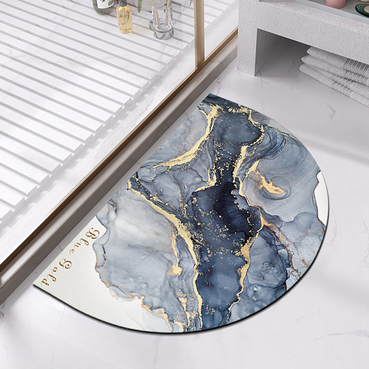 Half-Moon Marble-Pattern Bath Mat