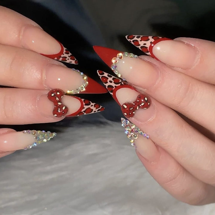 Decorative Animal Print Stiletto Nail Extensions Kalsten