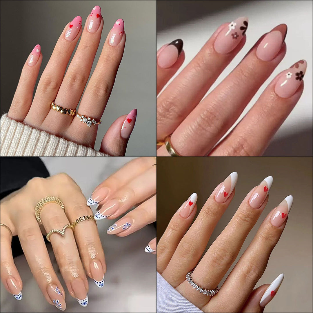 Chic Heart-Accent Press-On Nails