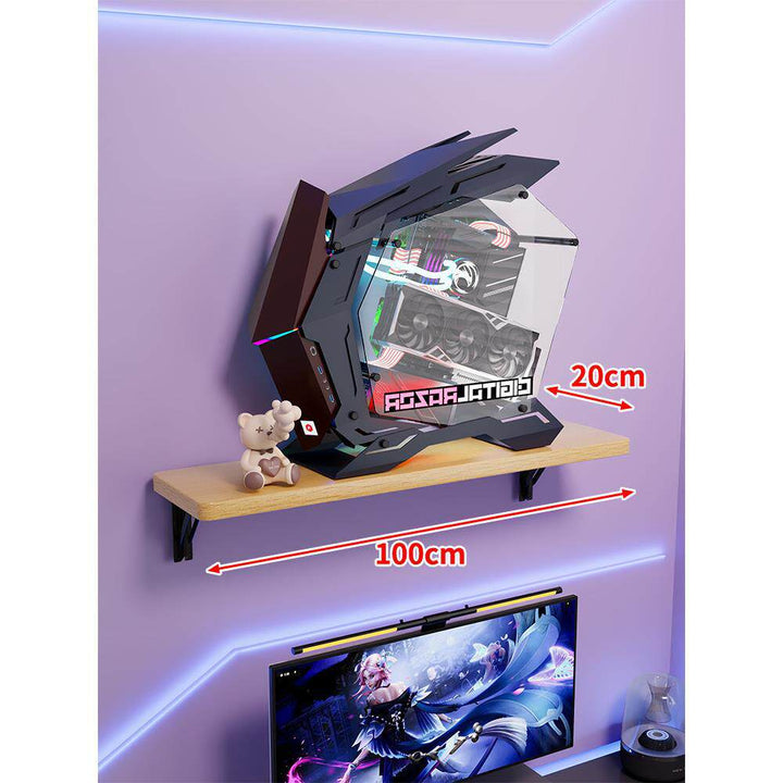 Wall-Mount Floating Shelf for Mid-Tower Gaming PC with Reinforced Brackets