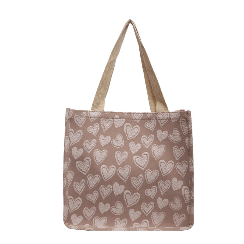 Heart-Embroidered Utility Tote