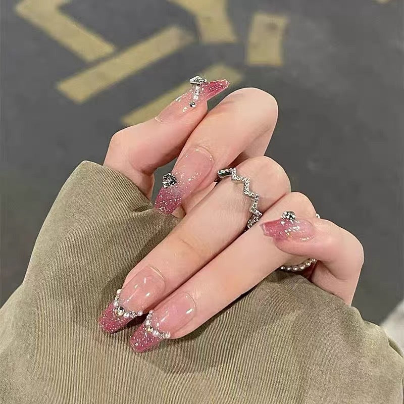 Glamorous Rhinestone-Embellished Press-On Nail Tips