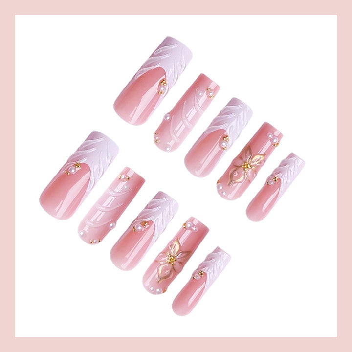 Acrylic nail set with elegant floral designs Kalsten