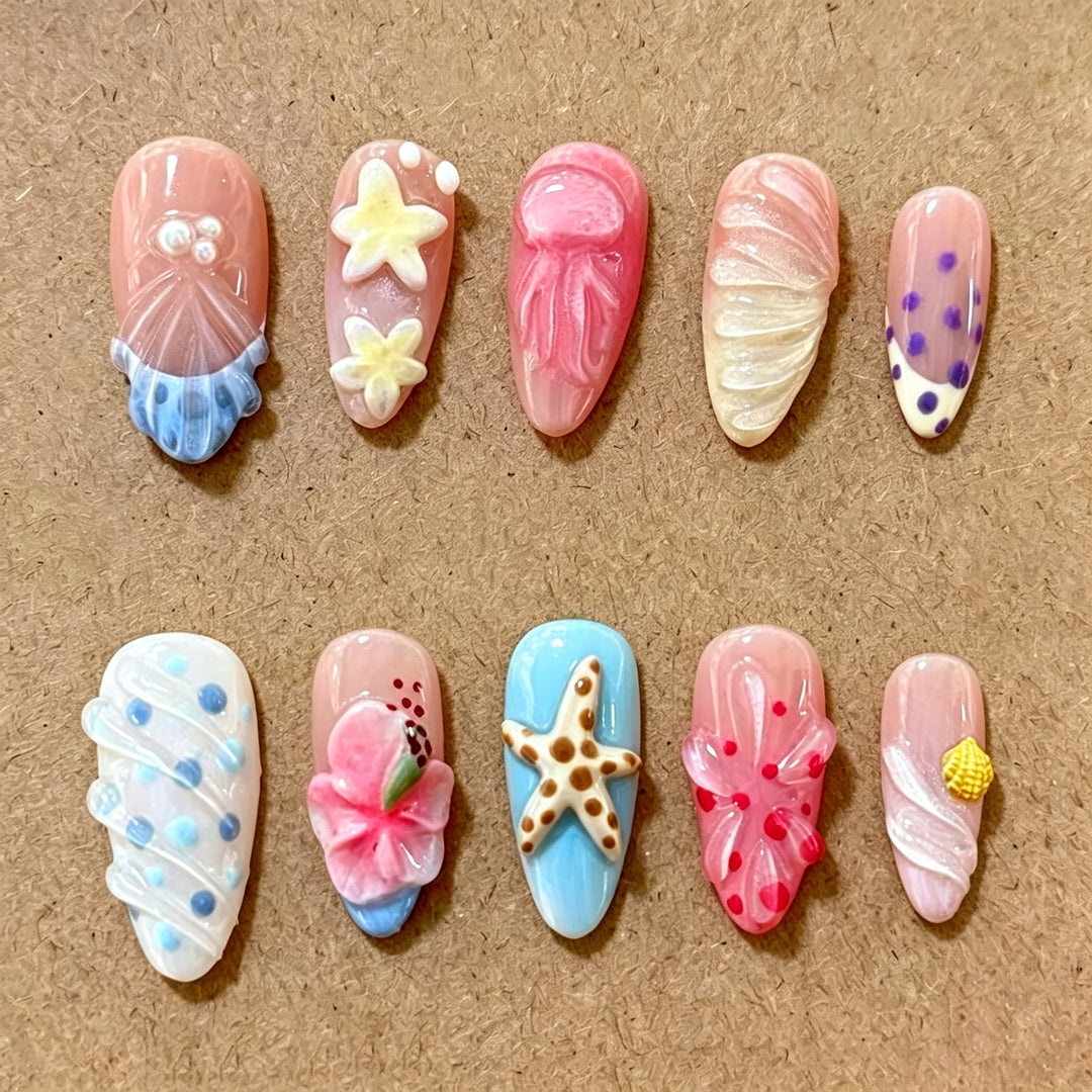 Beach-Inspired Press-On Nail Set Kalsten