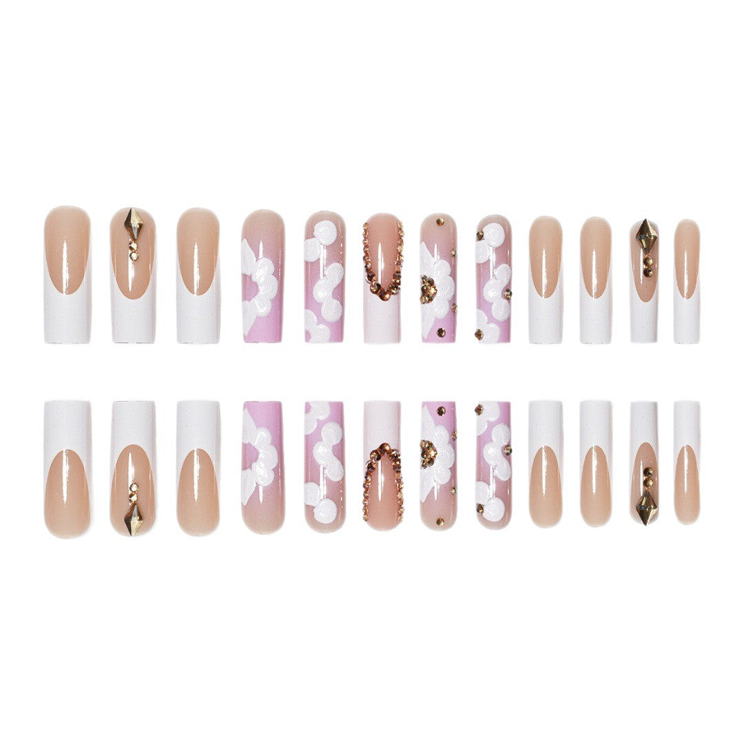 Elegant 3D Floral Press-On Nail Art Kalsten