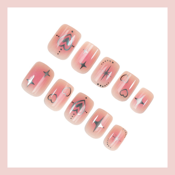 Artificial nail set with loving heart and star motifs Kalsten