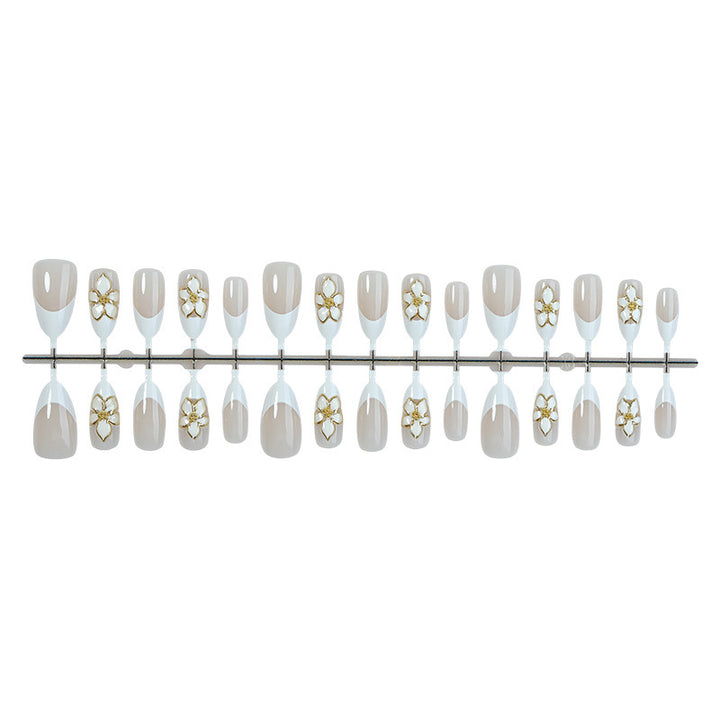 Artificial nail set with floral accents and luxurious glitter Kalsten