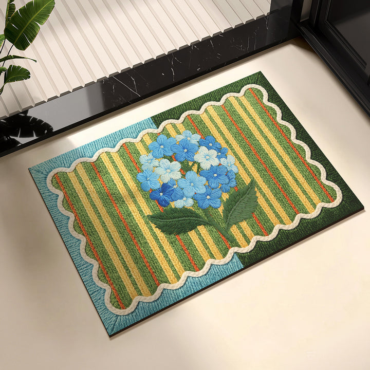 Elegant Floral Patterned Area Mat