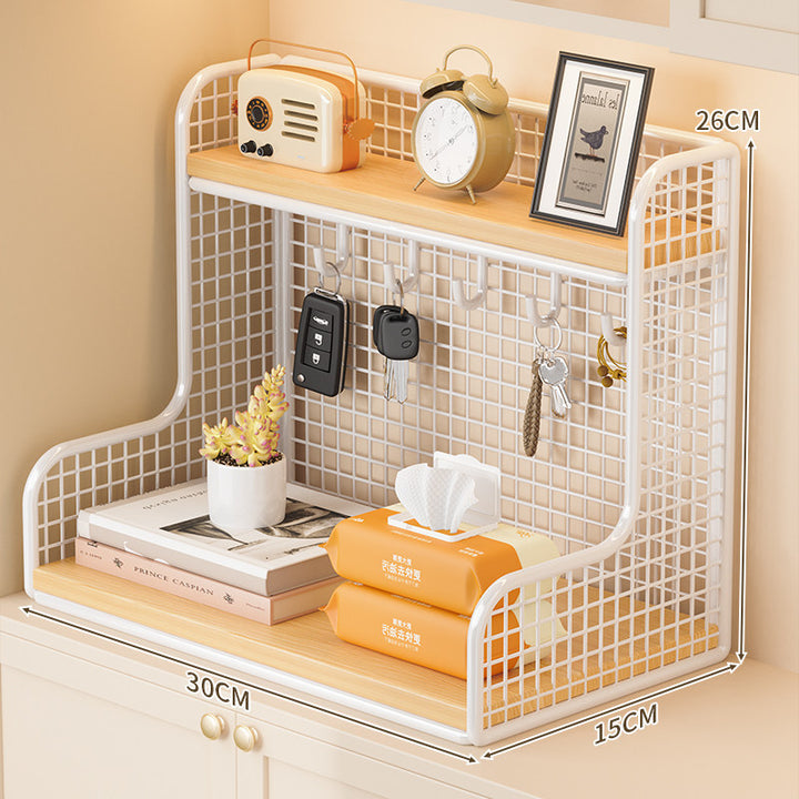Wall-Mounted Double-Shelf Organizer with Hooks Kalsten