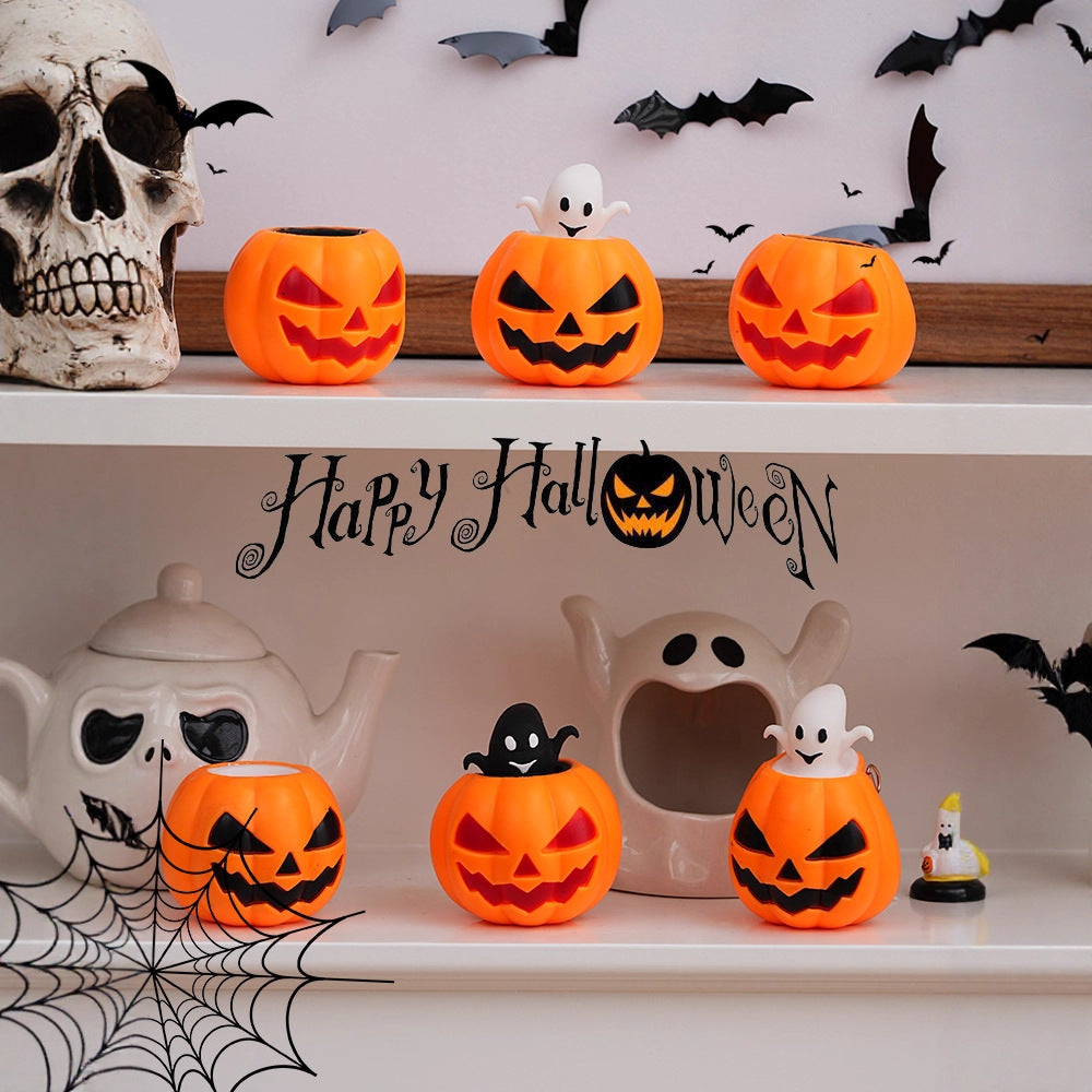LED Pumpkin Tealight Holder for Halloween decorative battery-operated table lighting made of plastic