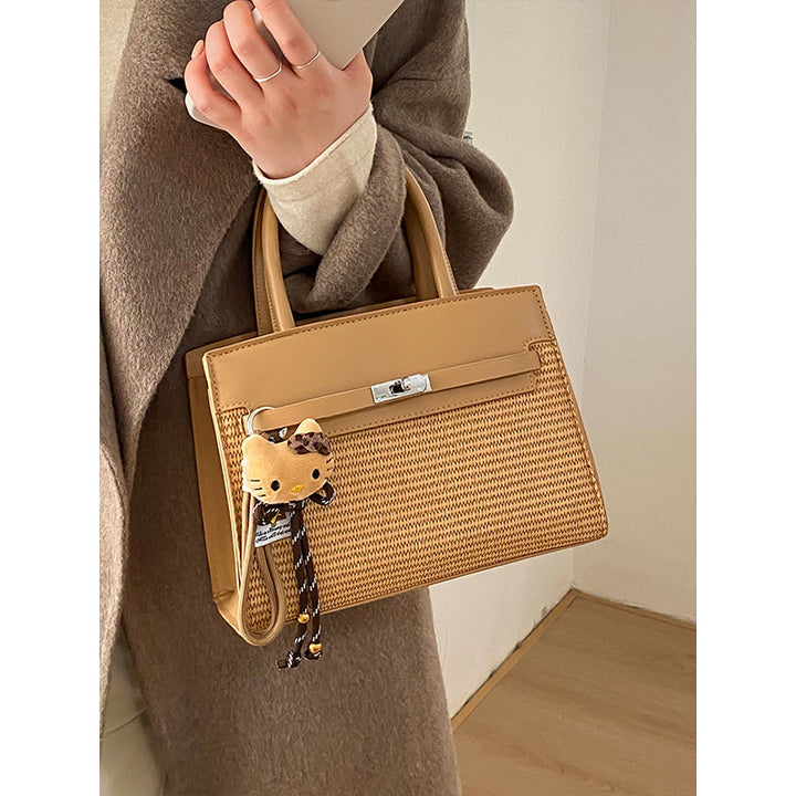 Elegant Woven Handbag with Detachable Strap