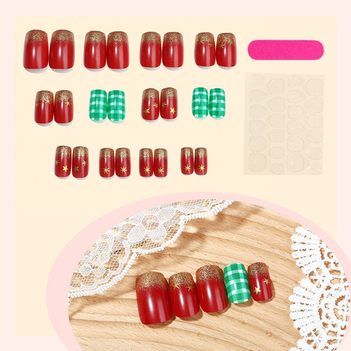 Festive artificial nail set with glitter and Christmas motifs Kalsten