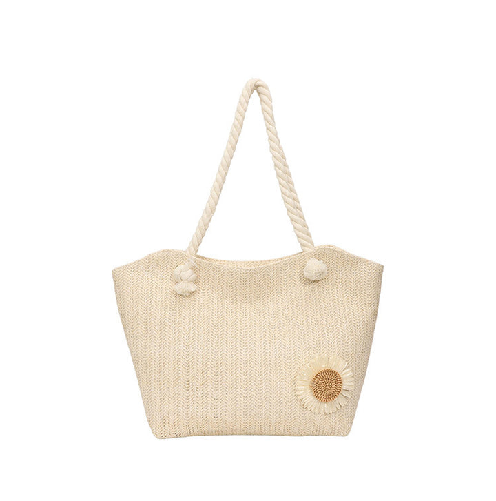 Decorative Floral Embellished Beach Tote Bag Kalsten