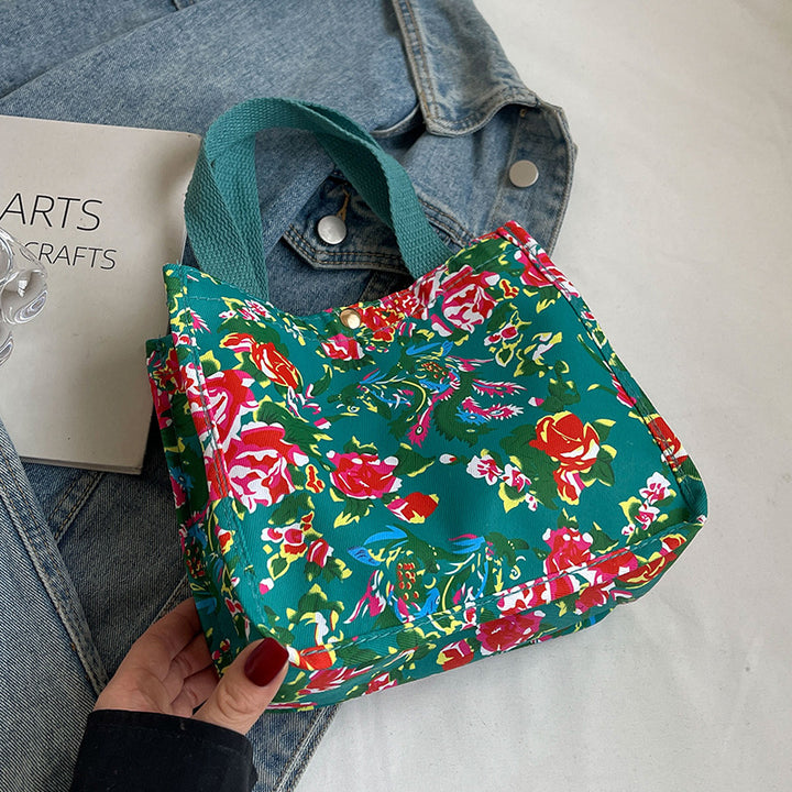 Floral Print Reusable Canvas Tote Bag