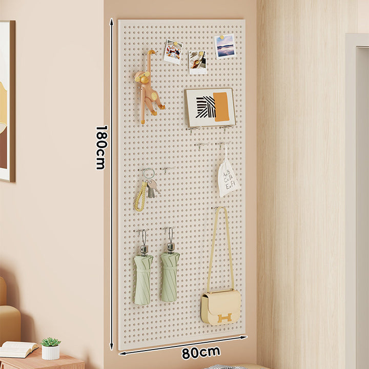 Wall-Mounted Perforated Pegboard Organizer Panel with Modular Hooks