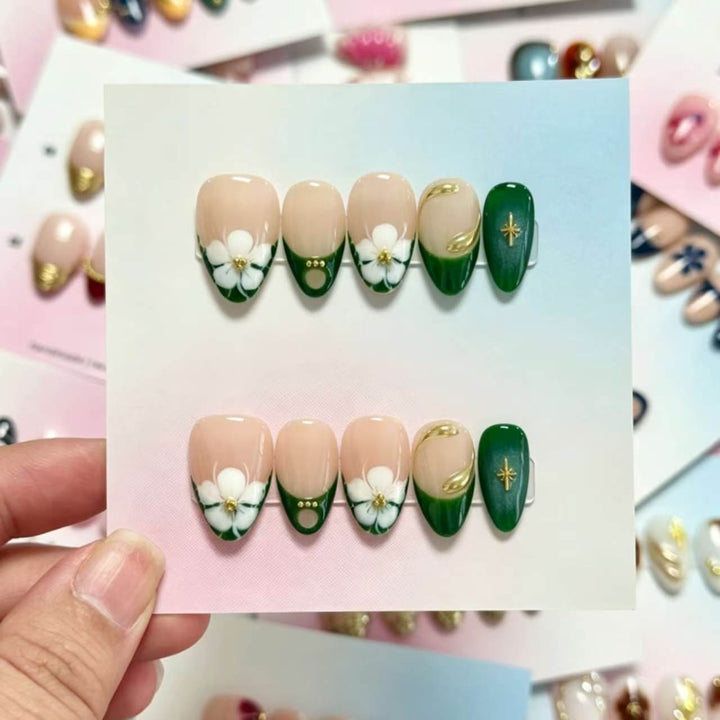 Artistic Floral Print Press-On Nails