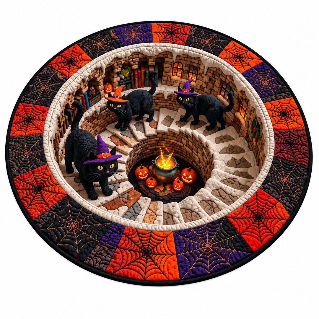 Whimsical Halloween-Themed Round Area Rug