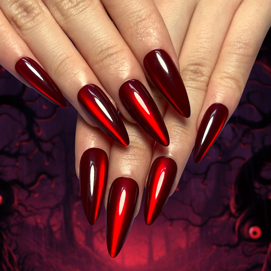 Creative Stiletto Nail Art with Blood Red Accents Kalsten