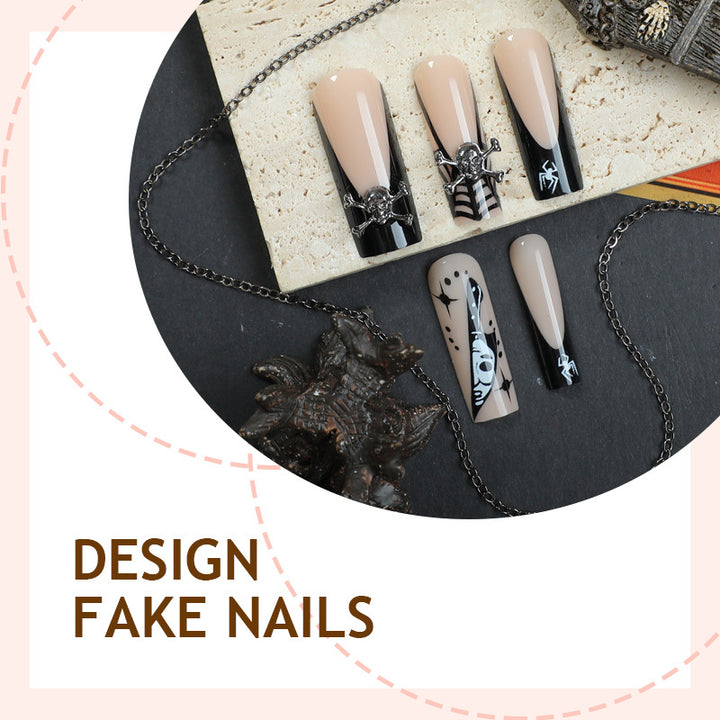 Artificial nail set with creative spider and creepy elements Kalsten