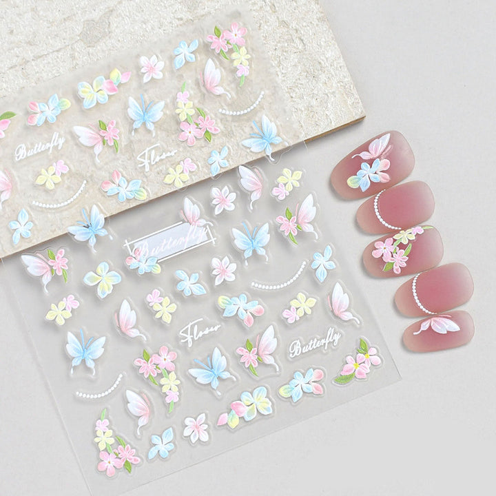 Floral and Butterfly Nail Art Sticker Set