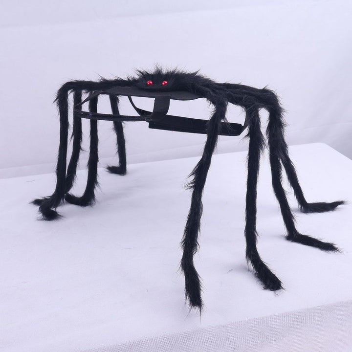 Costume headband with eight-legged plush spider and elastic headband