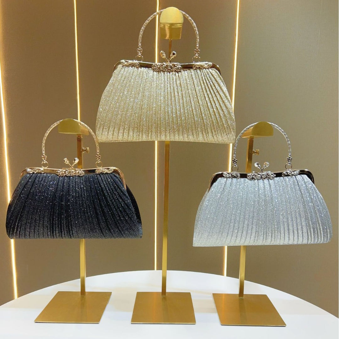 Pleated Glam Evening Handbag