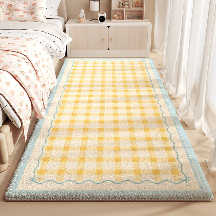 Cozy Gingham-Pattern Area Rug for Home Decor