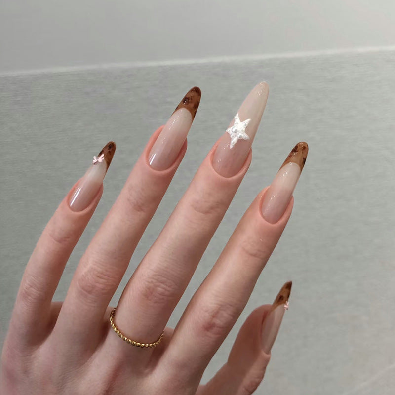 Elegant Long-Lasting Press-On Nails with Star Accents Kalsten