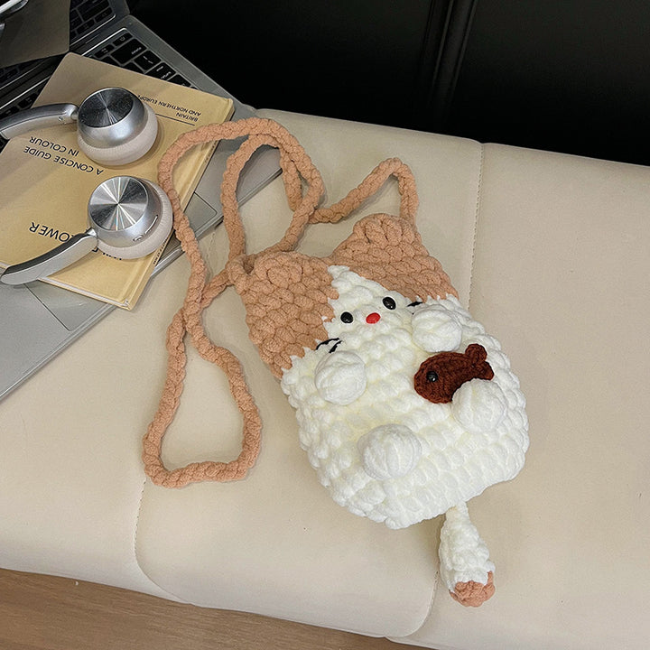 Creative Cat-Themed Crochet Crossbody Bag