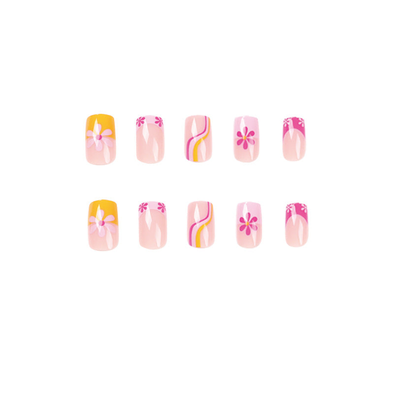 Creative Nail Art with Floral Design and Colorful Accents Kalsten