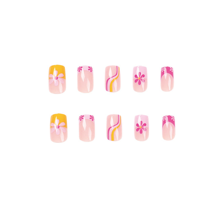 Creative Nail Art with Floral Design and Colorful Accents Kalsten