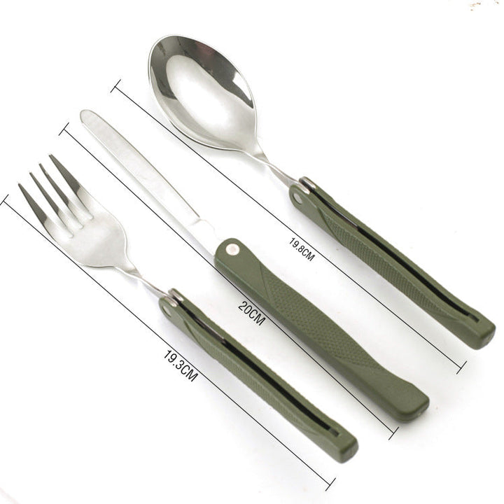 compact folding camping cutlery set with high-grade stainless steel utensils and tactical nylon pouch Kalsten