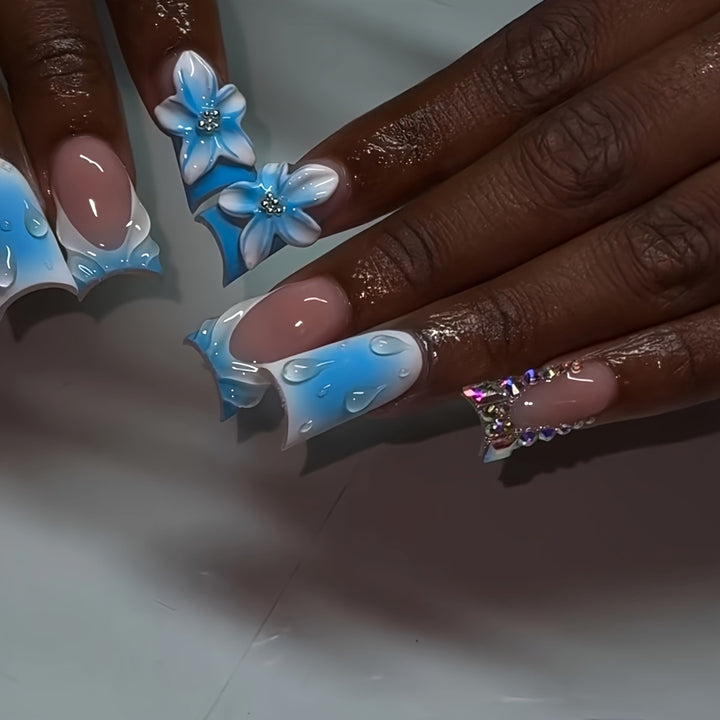 Elegant Artistic Floral Acrylic Nail Set Kalsten