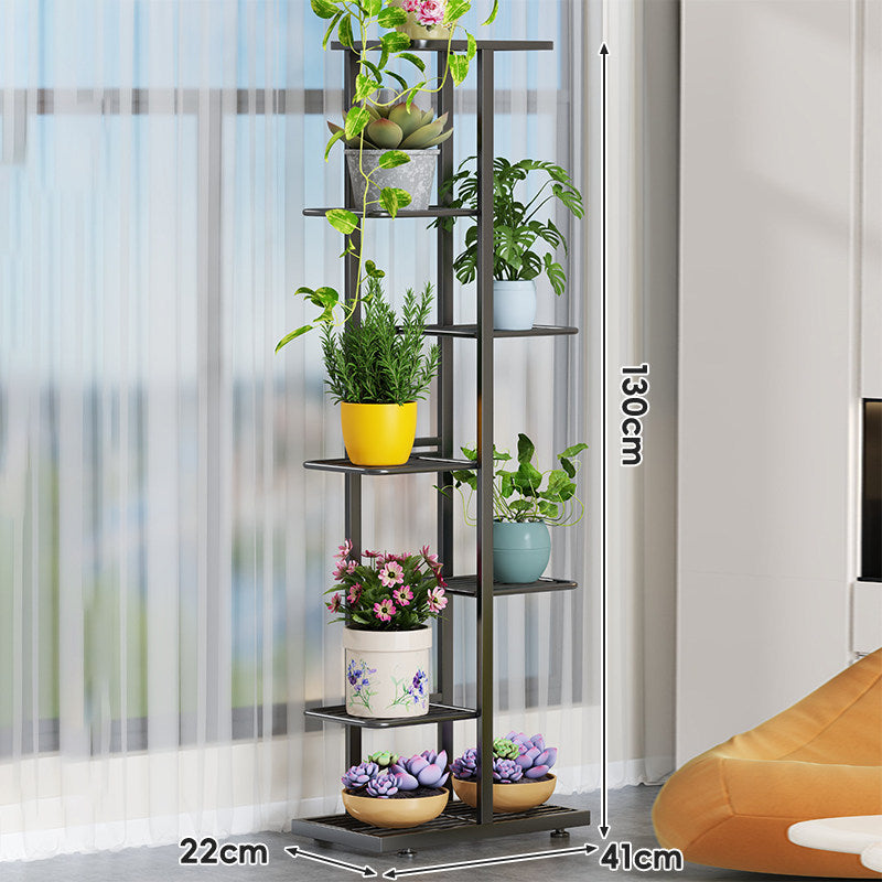Indoor Multi-Tier Vertical Plant Stand with Slatted Base and Tiered Shelves